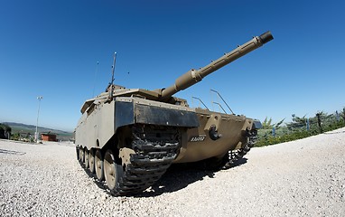 Image showing Fisheye view of Israeli Merkava tank in museum