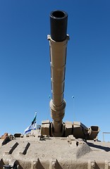 Image showing Gun barrel of Israeli Merkava tank in museum 