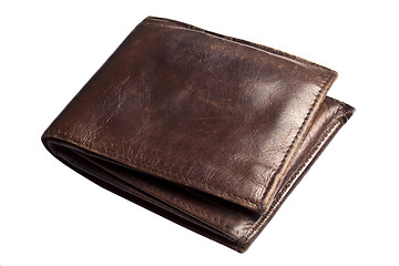 Image showing Old Brown wallet isolated on white 