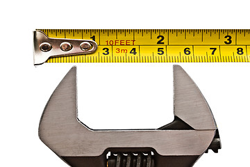 Image showing Tape measure and big wrench