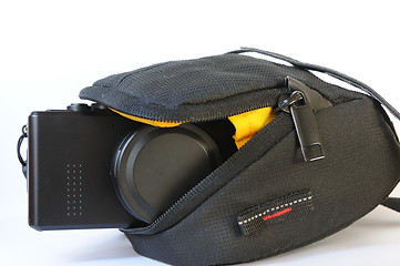 Image showing Compact digital camera in bag