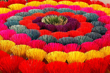 Image showing Colorful joss sticks in Vietnam