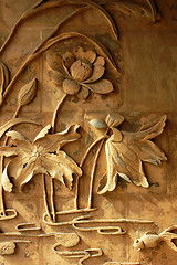 Image showing Brick carvings of lotus