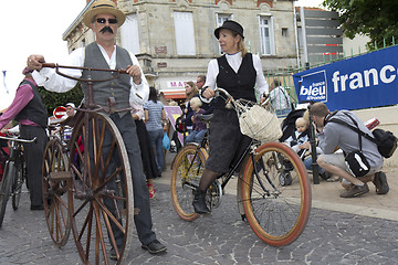 Image showing  Couple of vintage bikers.