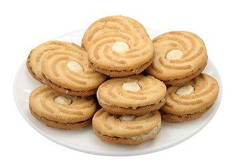 Image showing Cookies on a white plate, isolated