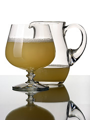 Image showing Glass pitcher and goblet, isolated.