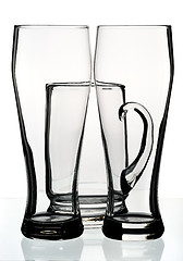 Image showing Glasses and a mug for beer, isolated