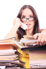 Image showing business woman having stress in the office 