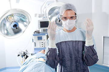 Image showing Portrait of male surgeon in operation theatre