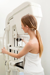 Image showing Woman Taking Mammogram