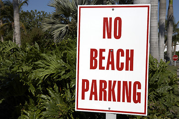 Image showing no beach parking sign