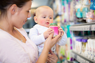 Image showing Mother with Baby in Supermarket