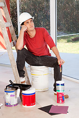 Image showing Tired Painter