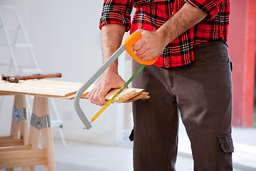 Image showing Cut Wood Handsaw