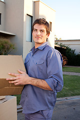 Image showing Oudoor Man with Moving Boxes
