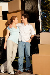 Image showing Couple with Moving Van