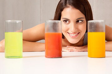 Image showing Three Science Beakers with Liquid