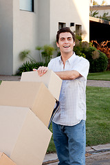 Image showing Man with Moving Boxes