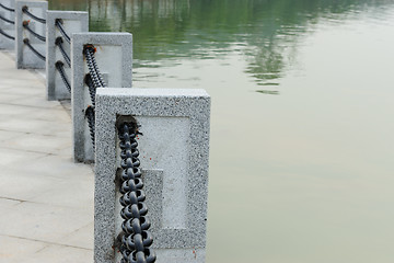 Image showing Handrail by the lake