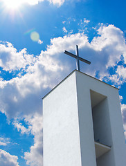 Image showing Cross on Christian Church Under Blue Sky