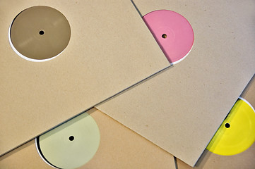 Image showing colorful vinyl record labels
