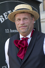 Image showing Portrait of a man with a straw hat.