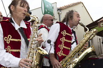 Image showing Brass band in the street.