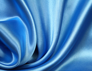 Image showing Smooth elegant dark blue silk 