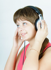 Image showing portrait of a girl music lover