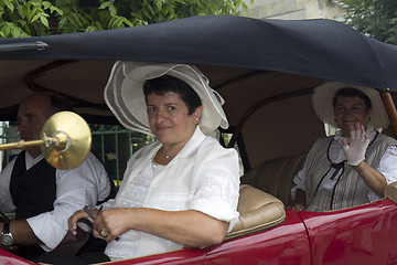 Image showing Parade of automobiles.