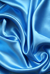 Image showing Smooth elegant dark blue silk as background 