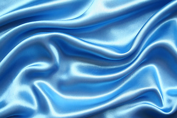 Image showing Smooth elegant blue silk as background 