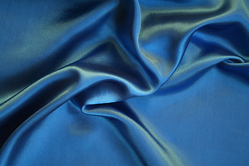 Image showing Smooth elegant blue silk as background 