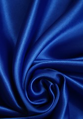 Image showing Smooth elegant dark blue silk as background 