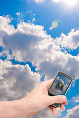 Image showing Smartphone in Hand - Weather Forecast