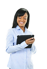 Image showing Happy woman with tablet computer