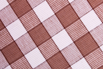 Image showing Linen white and brown fabric as background 