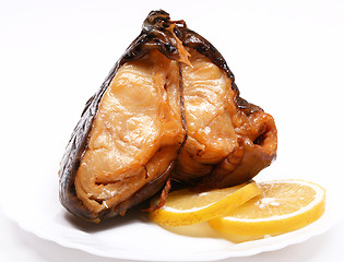 Image showing Smoke-cured catfish with lemon