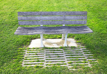 Image showing Portugal. Bench in a lawn  