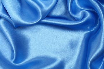 Image showing Smooth elegant blue silk as background 