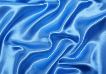 Image showing Smooth elegant blue silk as background 