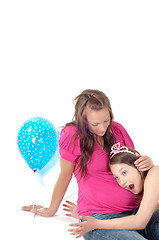 Image showing Beautiful pregnant woman with daughter