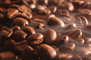 Image showing coffee beans with steam