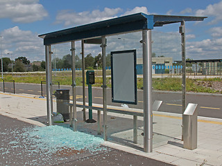 Image showing Vandalised bus stop