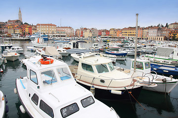 Image showing boats in Rovinj marina, Istria, Croatia