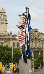 Image showing colorful tile mosaic sculpture Barcelona Spain