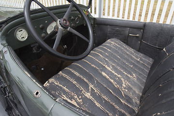 Image showing  Close up inside vintage convertible car.