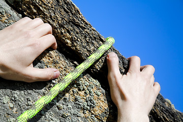 Image showing climbers hands