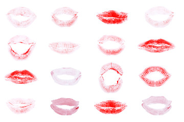 Image showing red lips mark, different expressions 