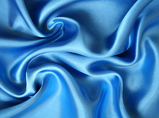 Image showing Smooth elegant blue silk as background 